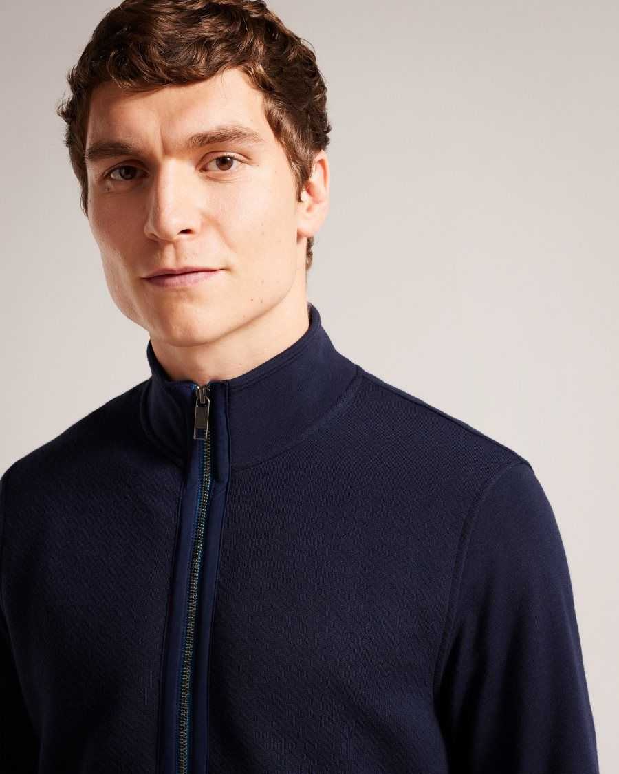 Ted Baker Multy Textured Zip Through Jacket Navy | 3817905-EH