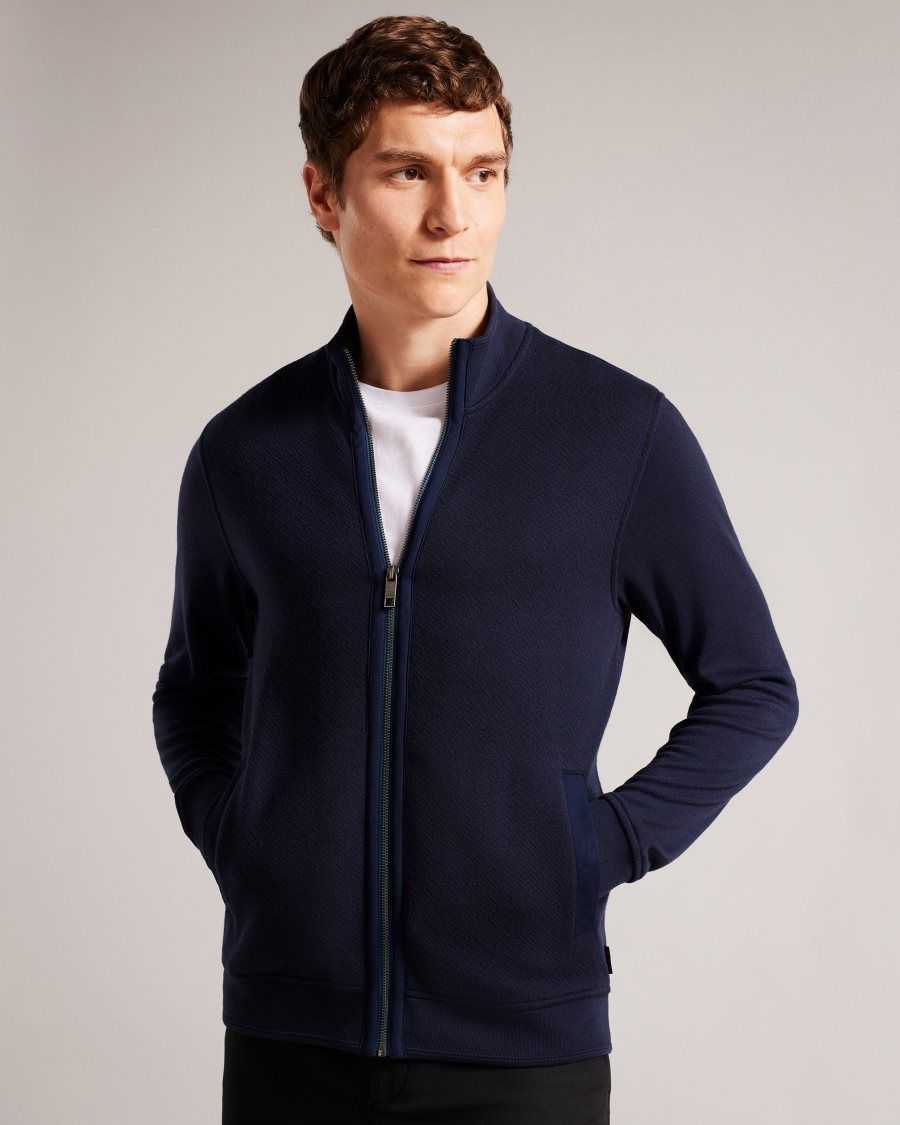 Ted Baker Multy Textured Zip Through Jacket Navy | 3817905-EH