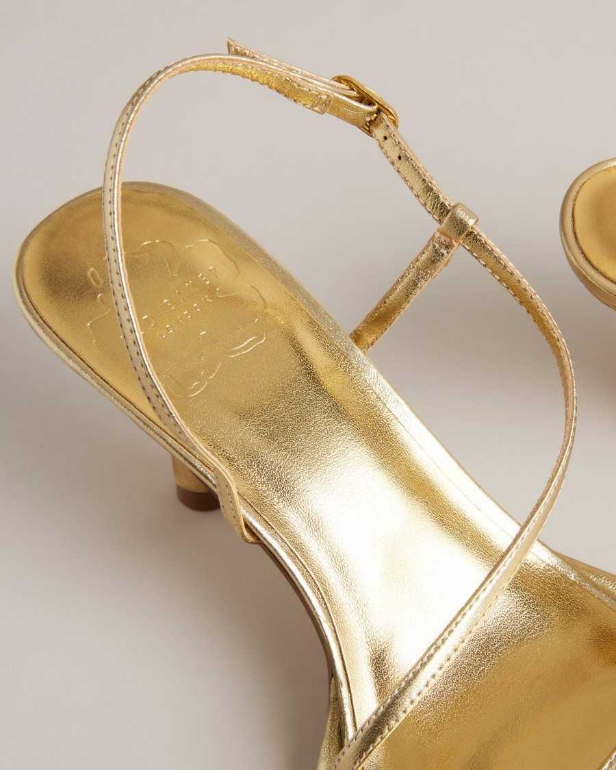 Ted Baker Myloh Metallic Kitten Heel Sandals Gold | 0215369-KO