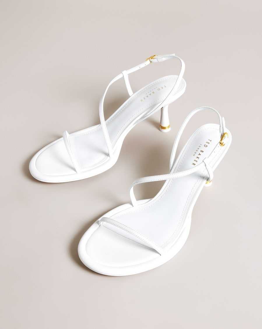 Ted Baker Myloh Metallic Kitten Heel Sandals White | 0897632-QA