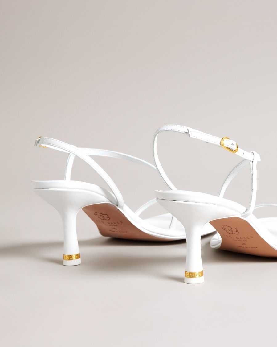 Ted Baker Myloh Metallic Kitten Heel Sandals White | 0897632-QA