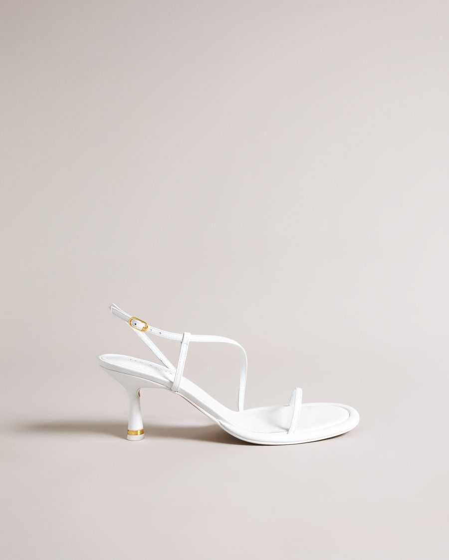 Ted Baker Myloh Metallic Kitten Heel Sandals White | 0897632-QA