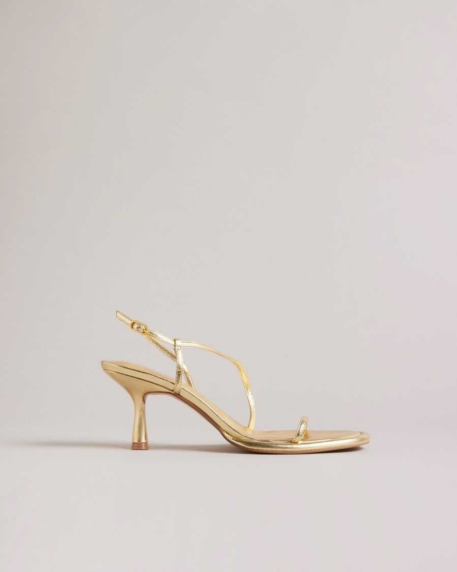 Ted Baker Myloh Metallic Kitten Heel Sandals Gold | 7382165-VC