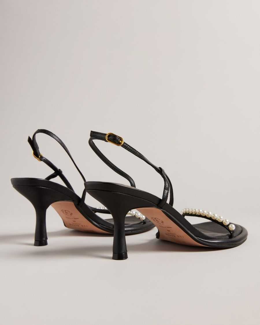 Ted Baker Mypearl Pearl Kitten Heel Sandals Black | 4196037-KS