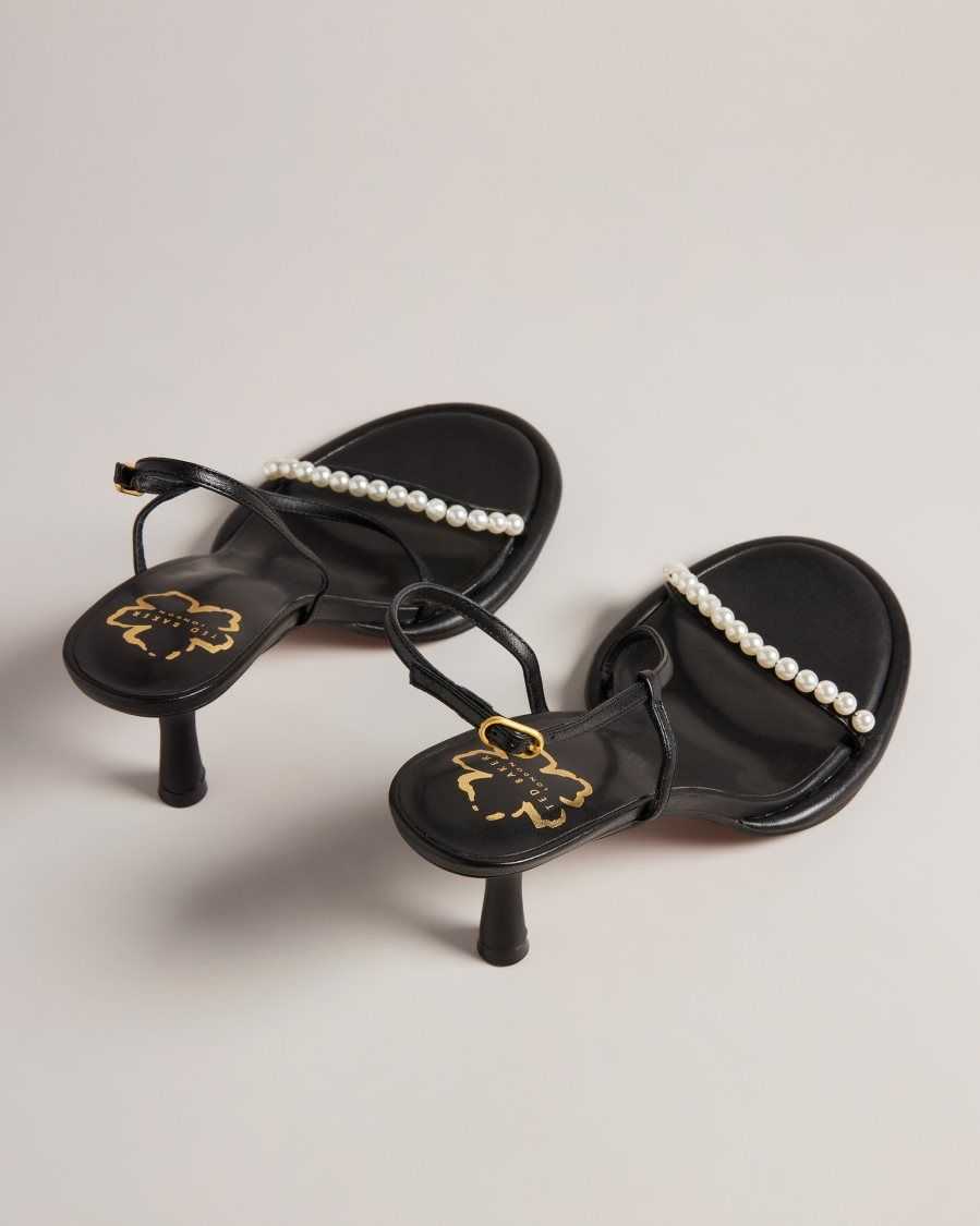 Ted Baker Mypearl Pearl Kitten Heel Sandals Black | 4196037-KS