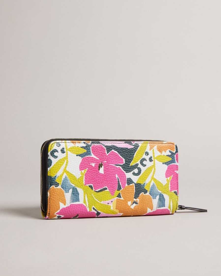 Ted Baker Nasi Magnolia Print Large Zip Purse Pink | 4827193-ZH