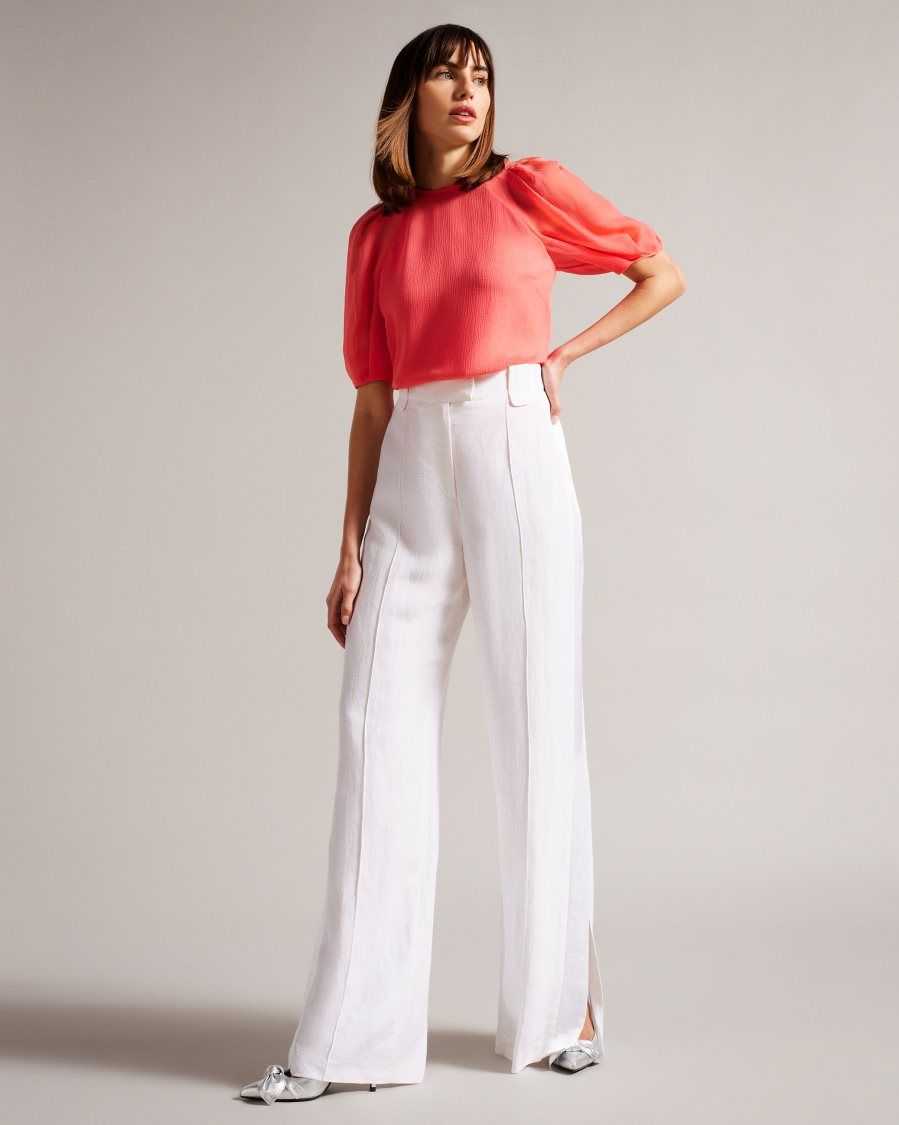 Ted Baker Natelie Boxy Top with Puff Sleeves Coral | 1638904-UI