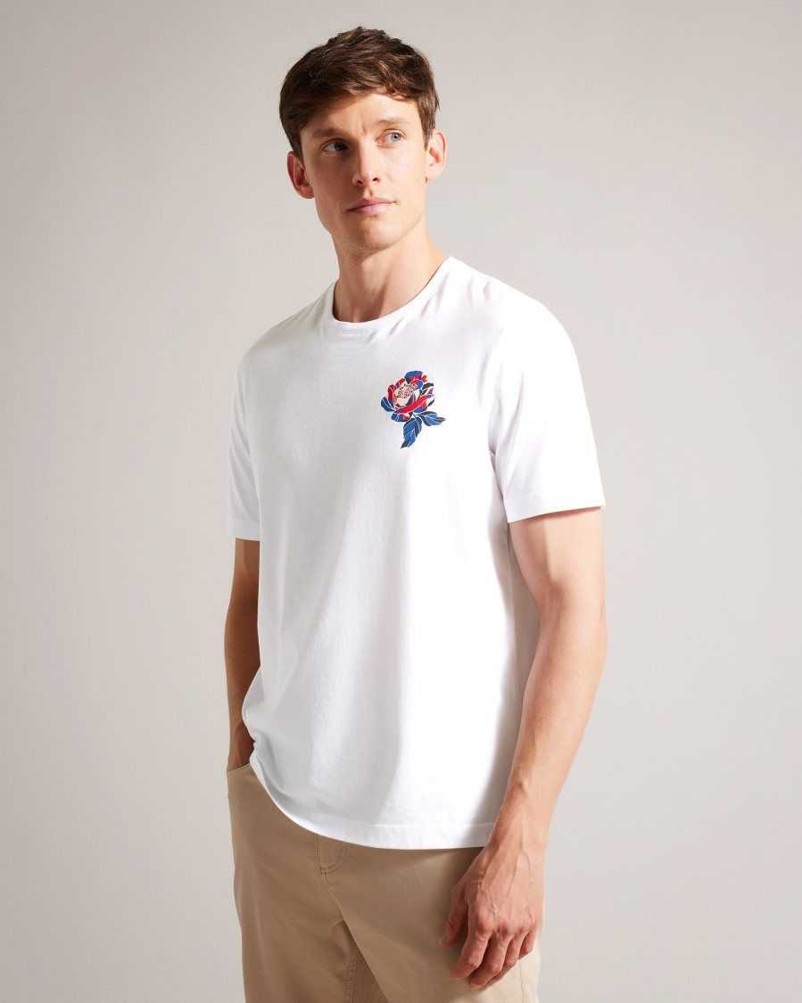 Ted Baker Nation Short Sleeve Coronation T-Shirt White | 5416798-RJ