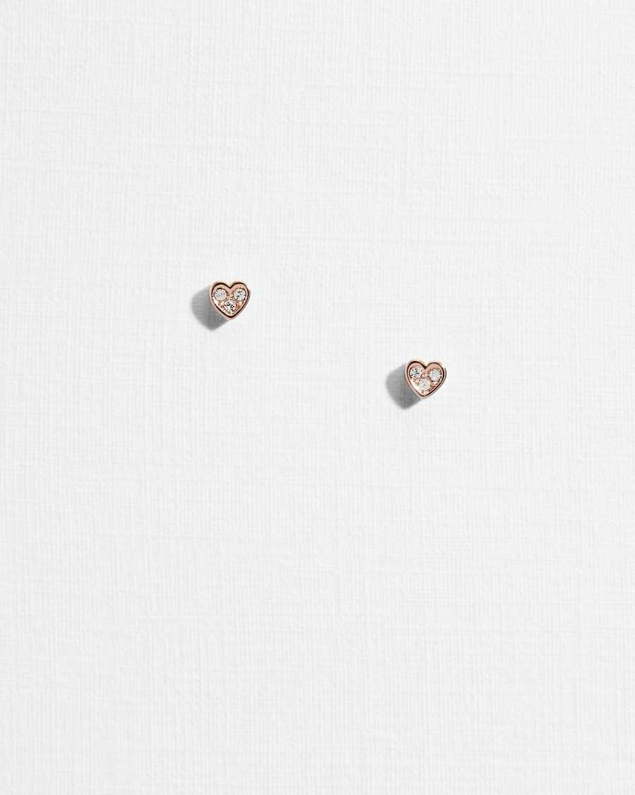 Ted Baker Neenia Nano Heart Stud Earrings Rose Gold | 1678045-DV