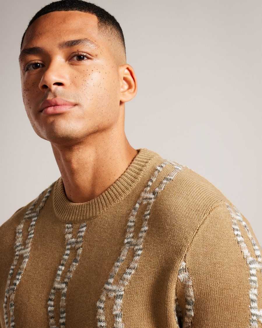 Ted Baker Nerin Long Sleeve Cable Knit Jumper Camel | 1276530-VQ