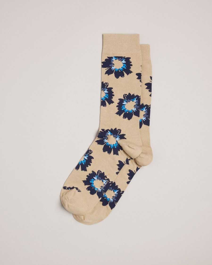 Ted Baker Newflor Painted Floral Print Socks Natural | 3685941-HZ