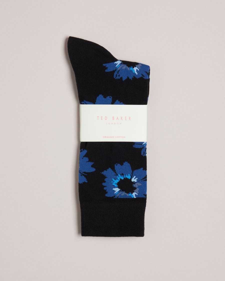 Ted Baker Newflor Painted Floral Print Socks Dark Navy | 9728054-ZX