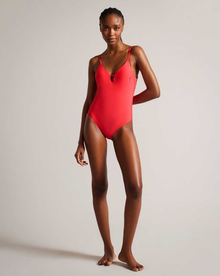 Ted Baker Neyome Plunge Swimsuit Coral | 1658420-MC