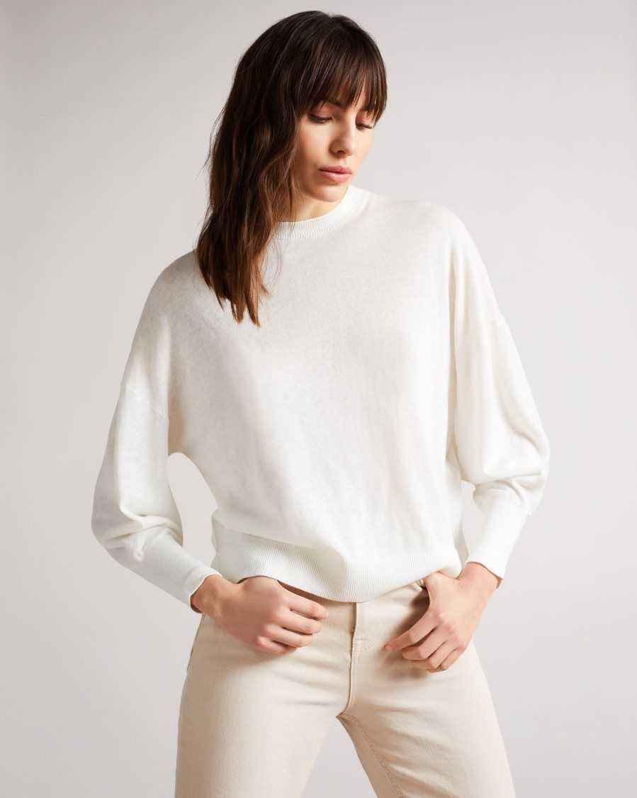 Ted Baker Nicci Sleeve Detailed Jumper White | 4527910-UE