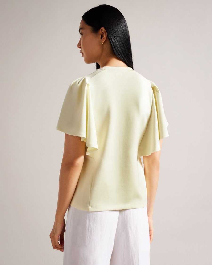 Ted Baker Nikilaa Boxy Ruffle Sleeve T-Shirt Light Yellow | 8370924-YT