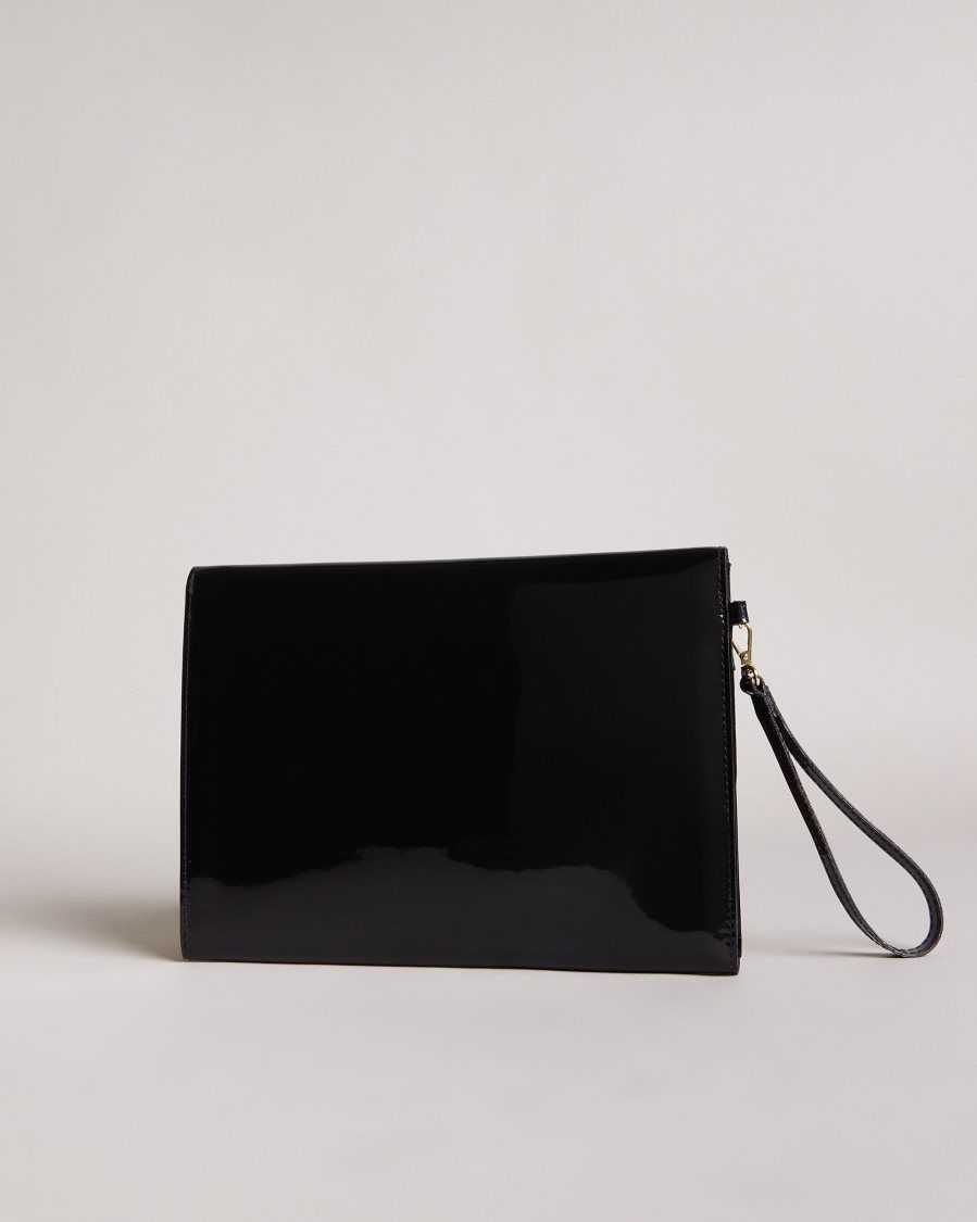 Ted Baker Nikkey Knot Bow Envelope Pouch Black | 8620519-FL