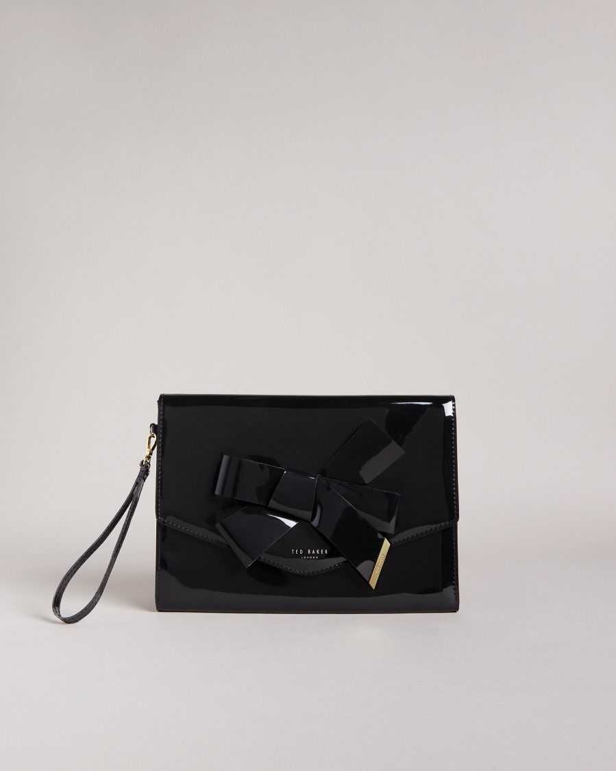 Ted Baker Nikkey Knot Bow Envelope Pouch Black | 8620519-FL