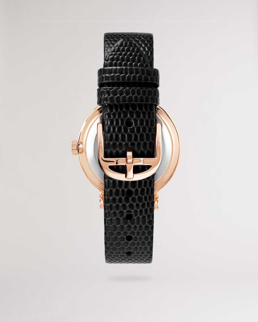 Ted Baker Nortia Bow Dial Leather Strap Watch Black | 9807542-HP