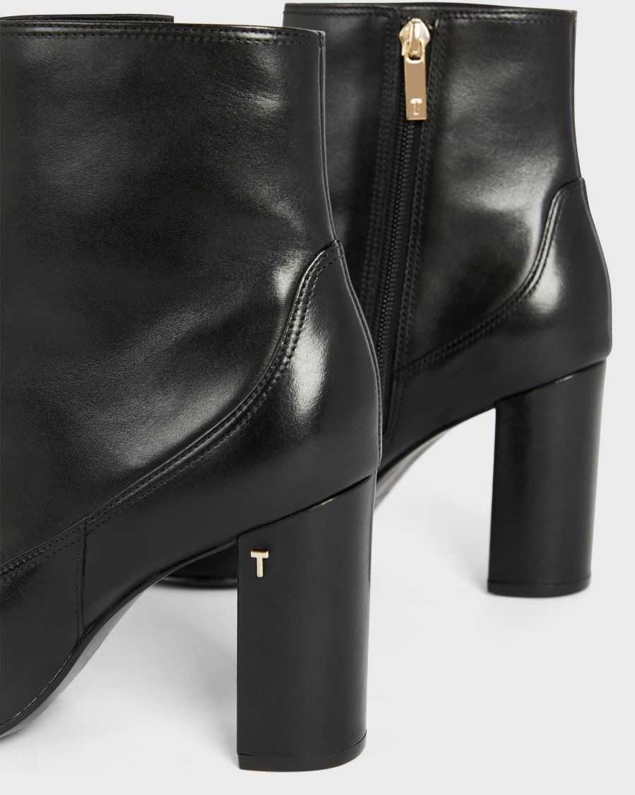 Ted Baker Nysha Leather Block Heel Ankle Boot Black | 2108496-KM