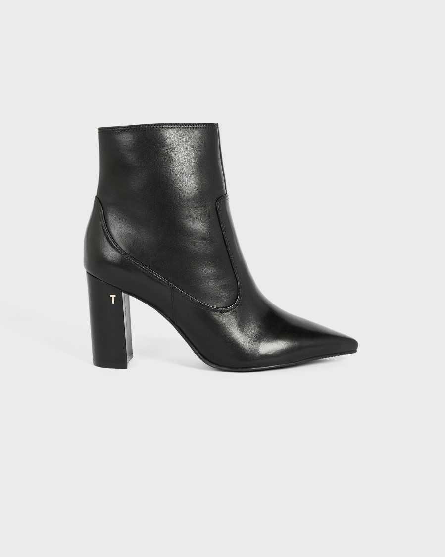 Ted Baker Nysha Leather Block Heel Ankle Boot Black | 2108496-KM