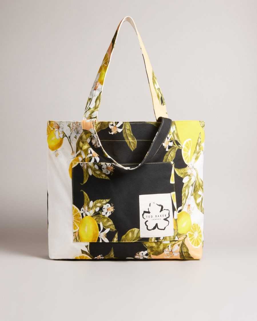 Ted Baker Oliieea Floral Printed Beach Bag Black | 8953167-RH