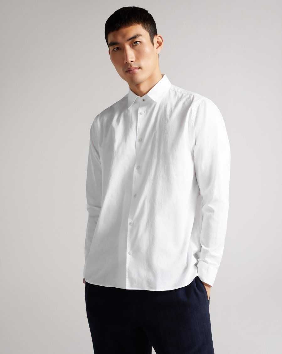 Ted Baker Onested LS Floral Jacquard Shirt White | 0385624-FJ