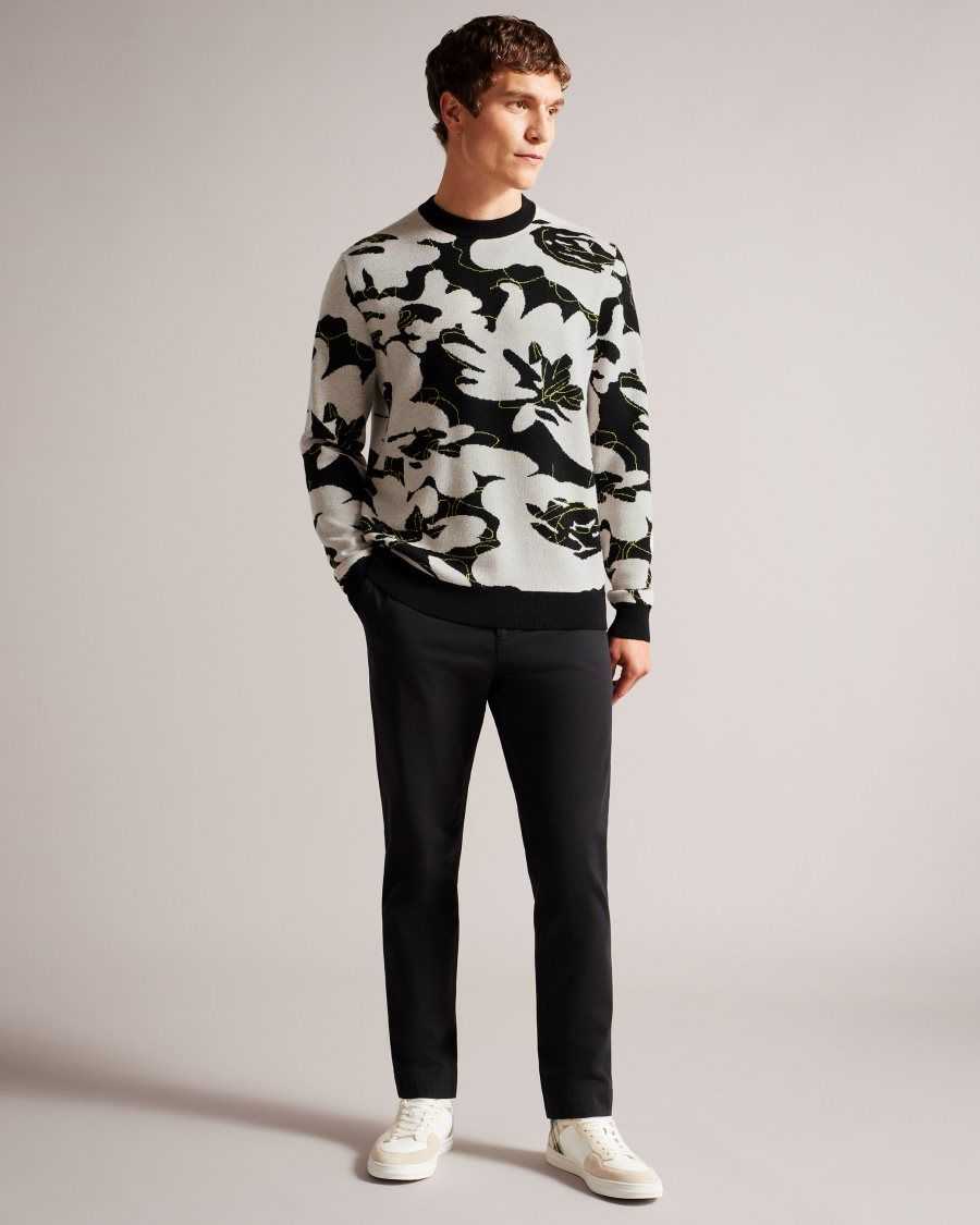 Ted Baker Ozier Floral Merino Wool Jumper Black | 3475261-ZV