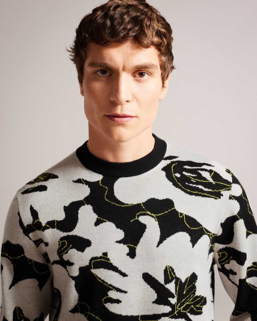 Ted Baker Ozier Floral Merino Wool Jumper Black | 3475261-ZV