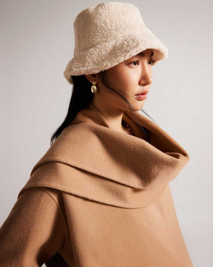 Ted Baker Pamelll Faux Shearling Bucket Hat Natural | 9507213-AE