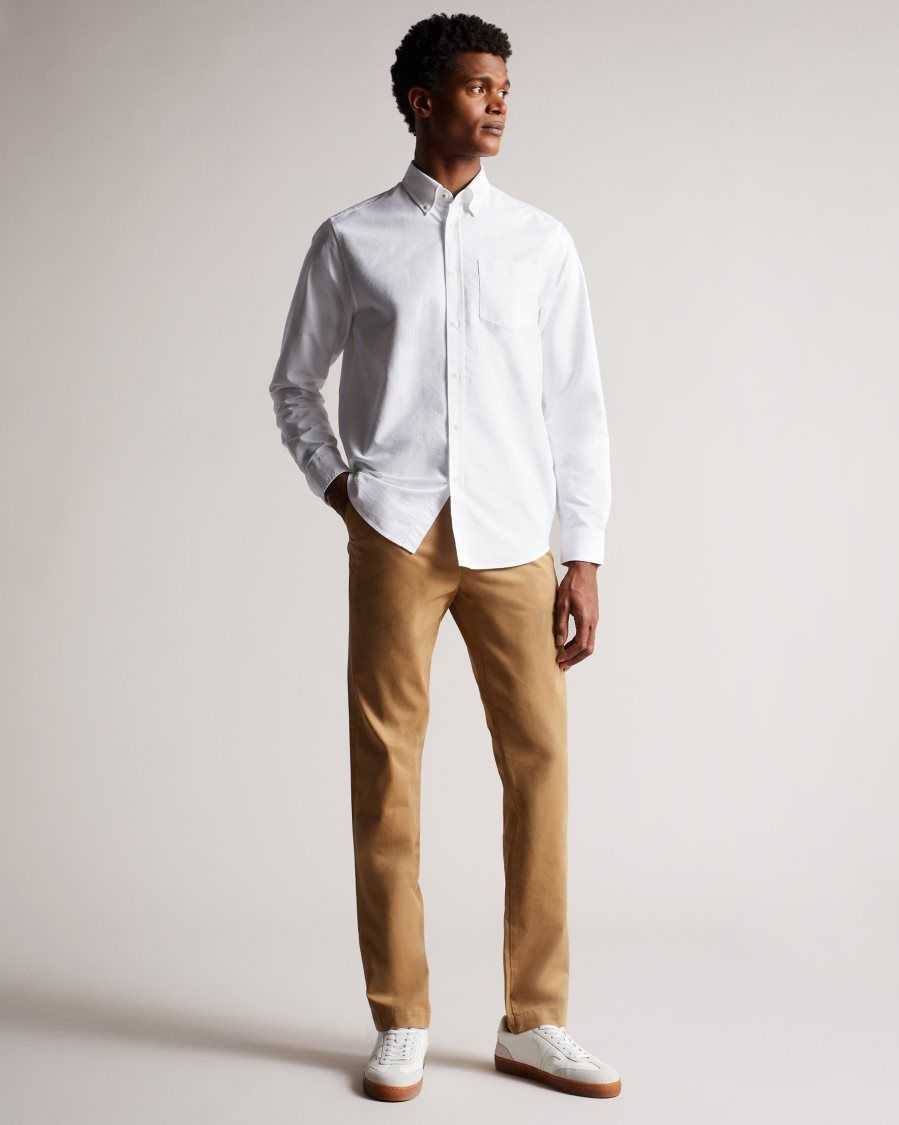 Ted Baker Paplet Long Sleeve Oxford Shirt White | 2013657-CH