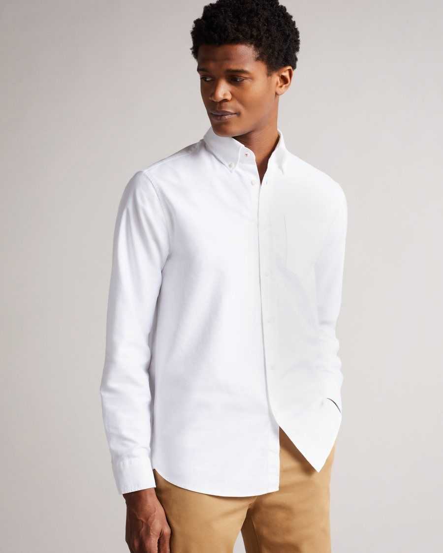 Ted Baker Paplet Long Sleeve Oxford Shirt White | 2013657-CH