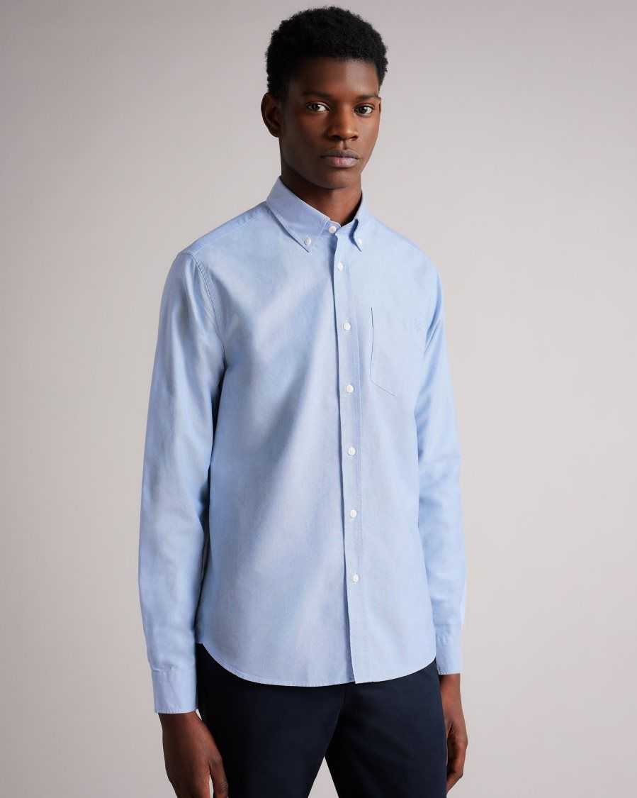 Ted Baker Paplet Long Sleeve Oxford Shirt Blue | 7893460-WY