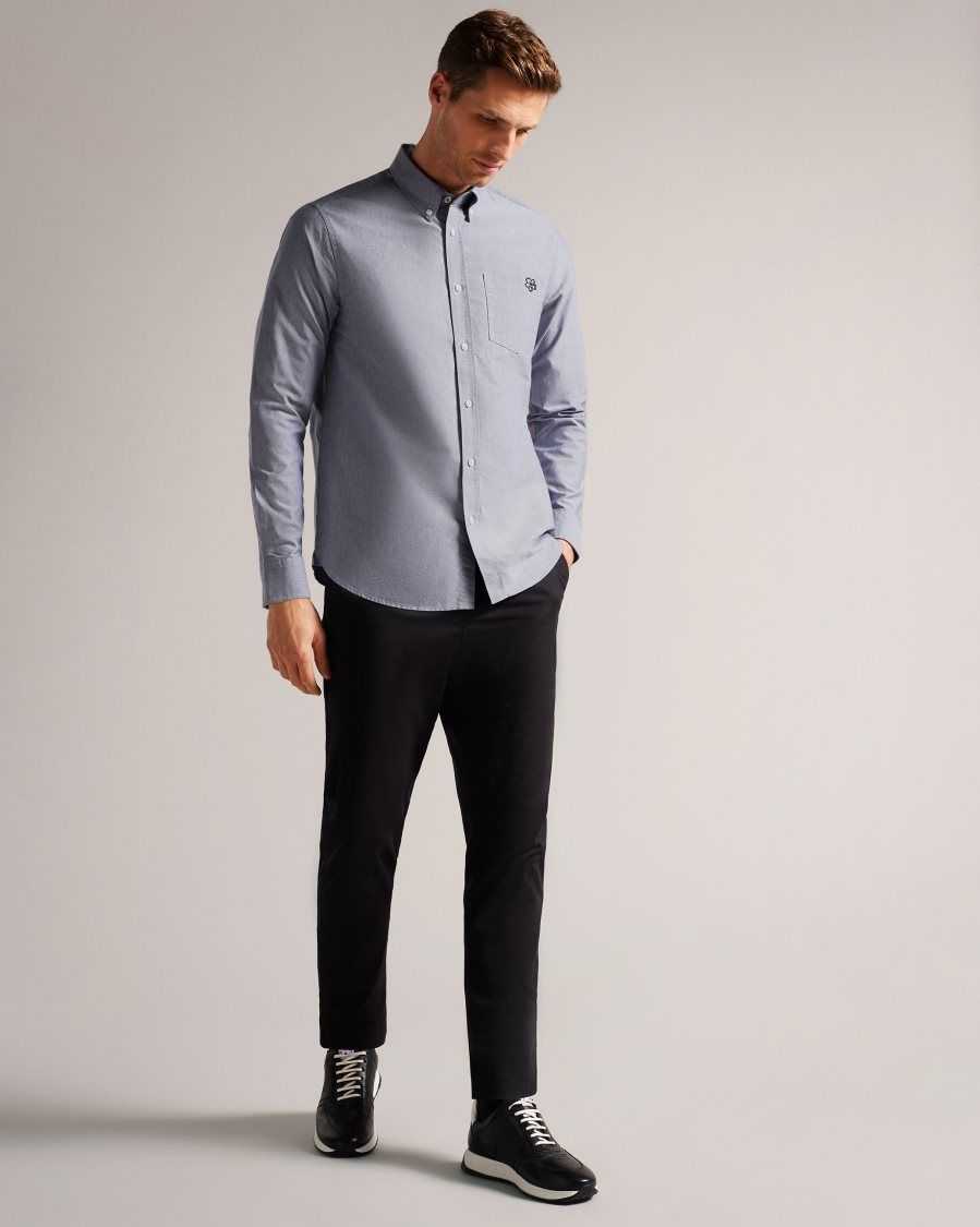 Ted Baker Paplet Long Sleeve Oxford Shirt Black | 9473602-RE