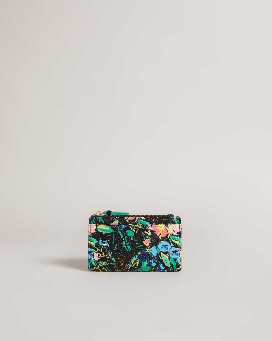 Ted Baker Parcena Flirty Texture Magnolia Zip Card Holder Black | 0741539-IT