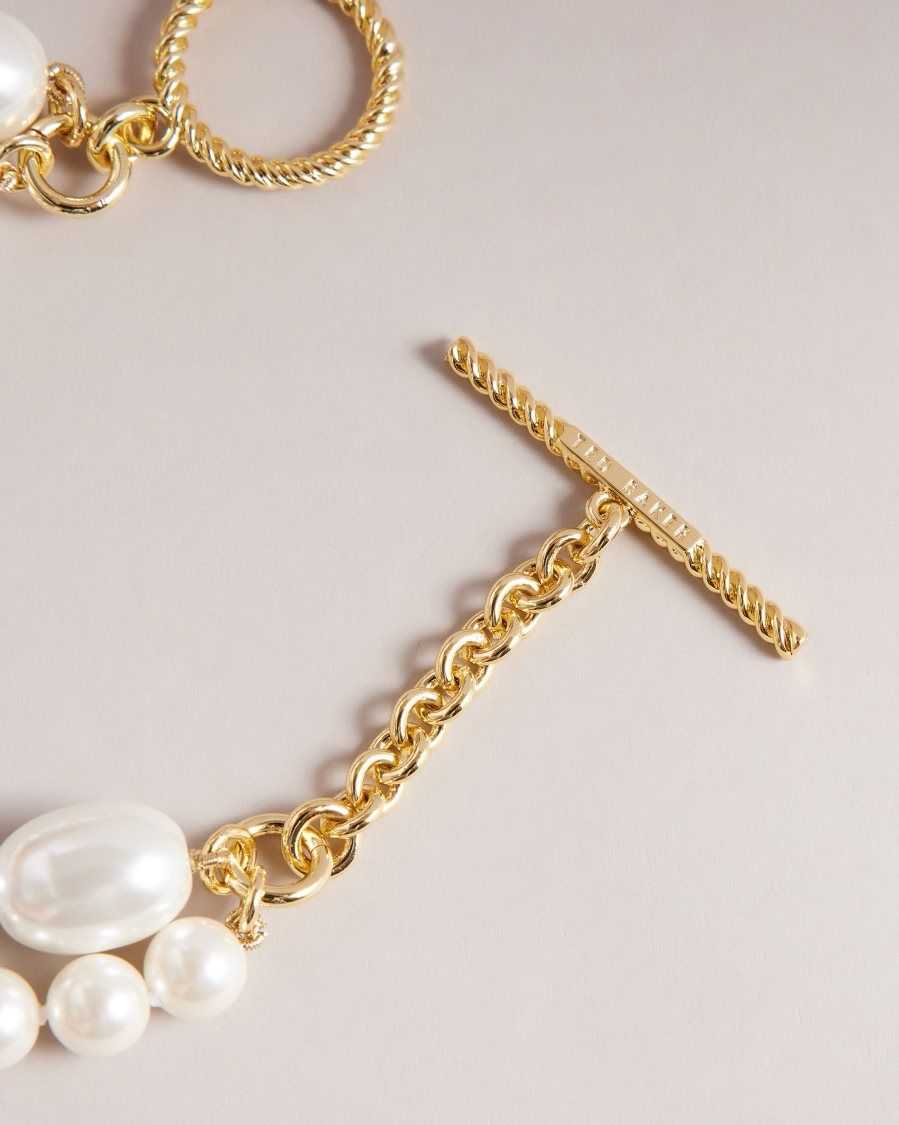 Ted Baker Parkah Glass Pearl Double Strand Bracelet Gold Colour | 8153079-AT