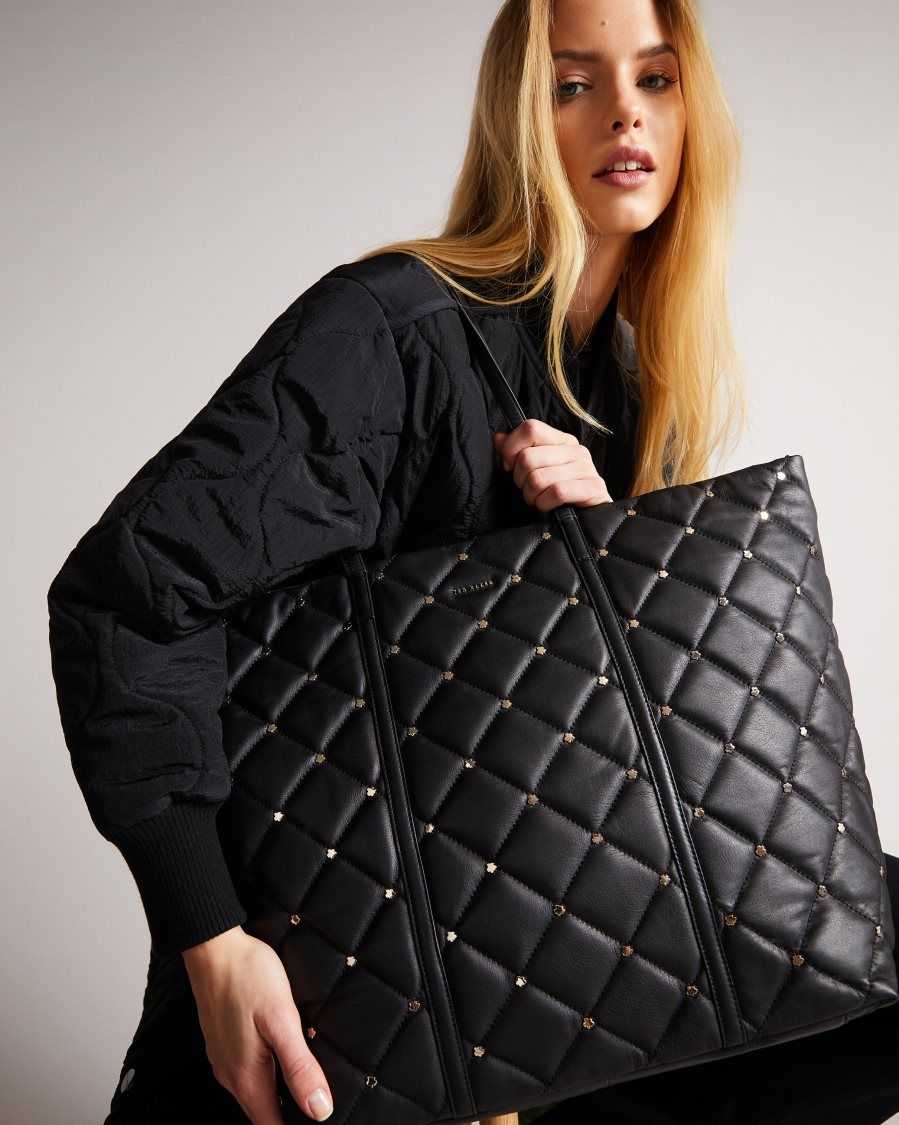 Ted Baker Pascale Quilted Studded Tote Black | 4201968-TD