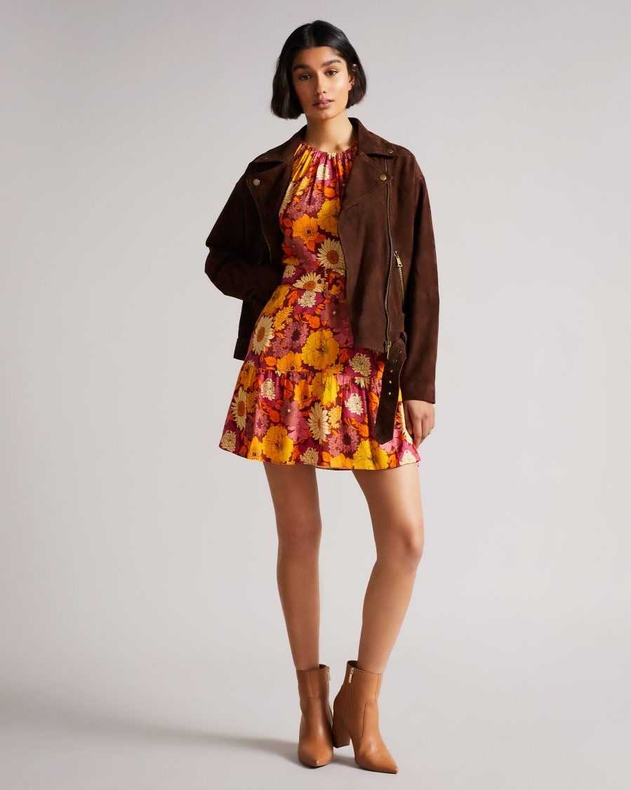 Ted Baker Patti Floral Belted Mini Dress Red | 3258749-NK