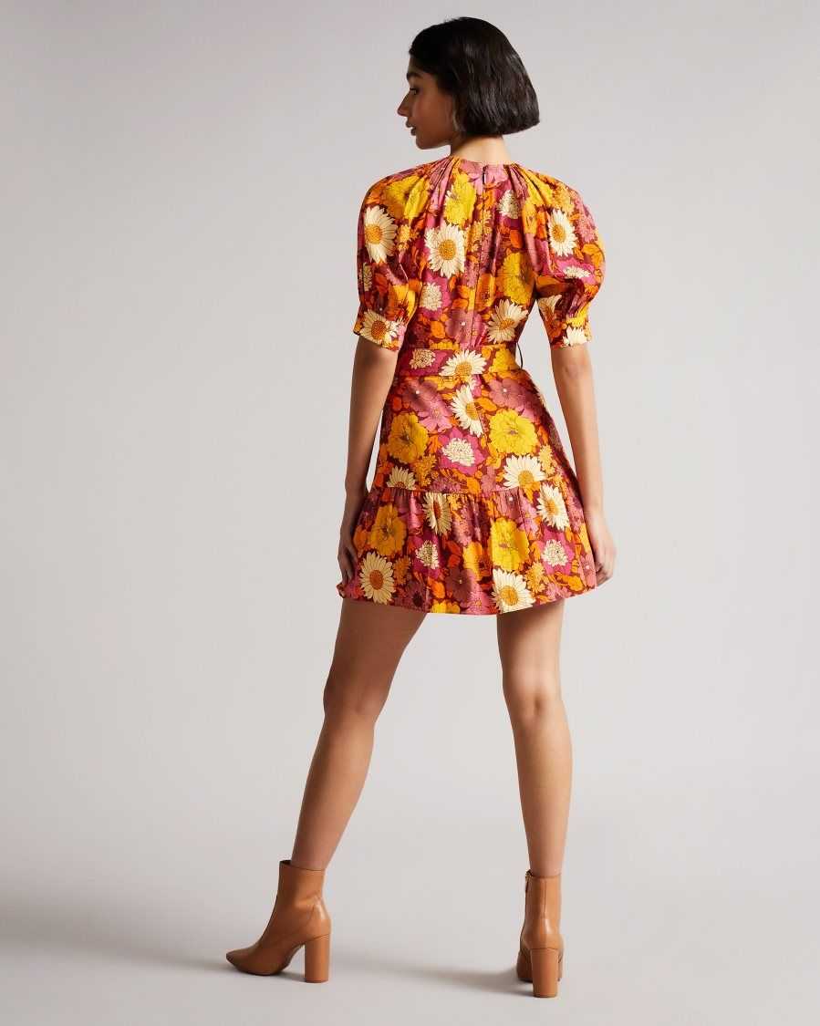 Ted Baker Patti Floral Belted Mini Dress Red | 3258749-NK