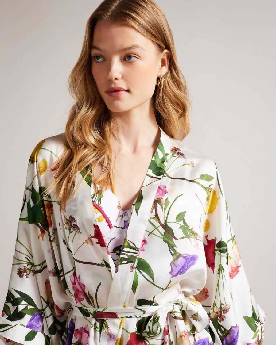 Ted Baker Paulaah Floral Print Kimono Ecru | 4820653-GX