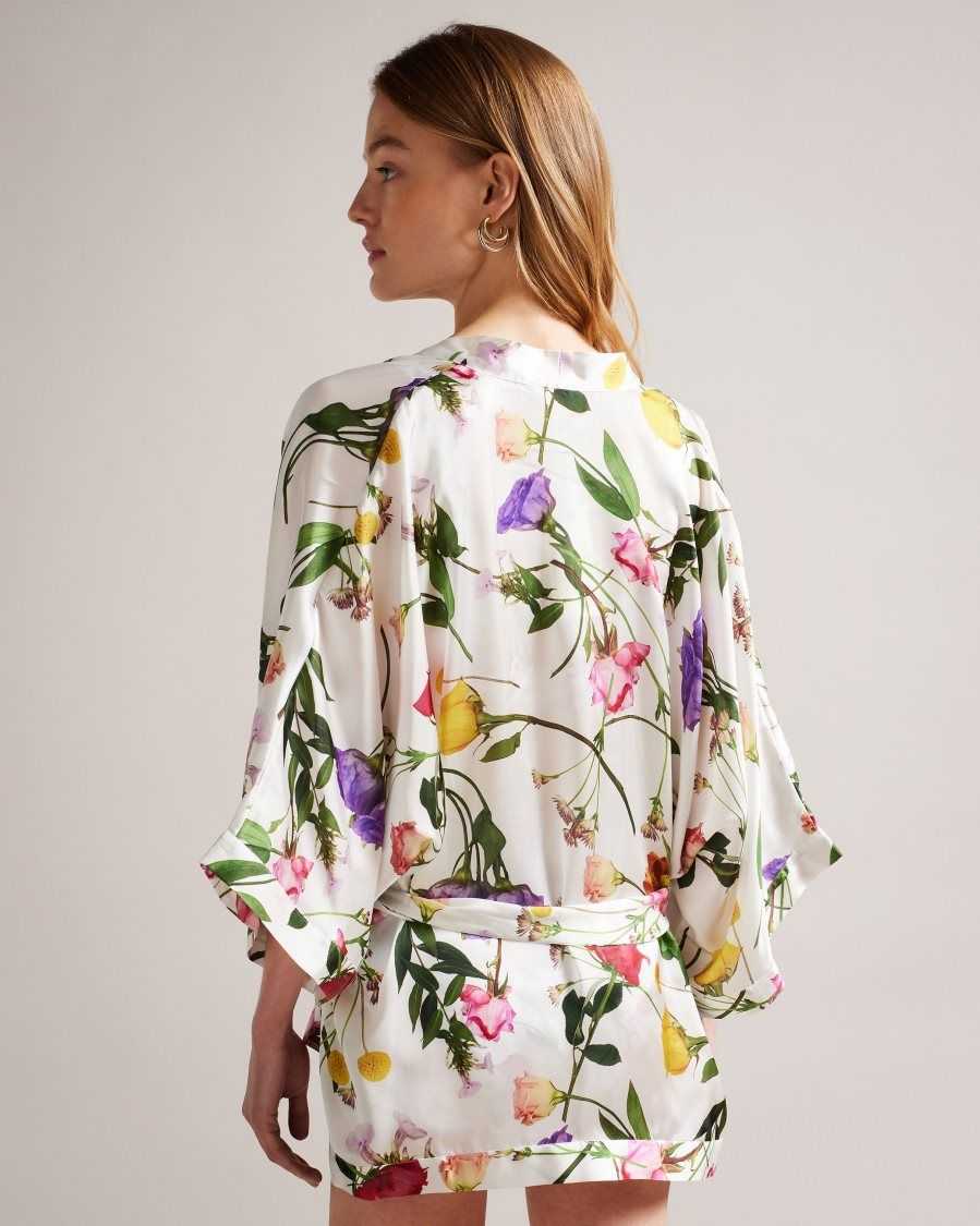 Ted Baker Paulaah Floral Print Kimono Ecru | 4820653-GX