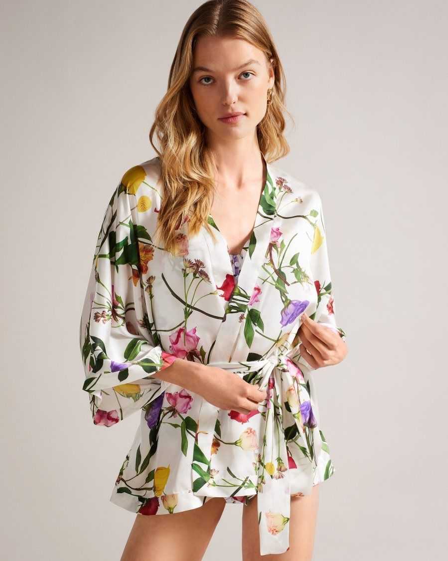 Ted Baker Paulaah Floral Print Kimono Ecru | 4820653-GX