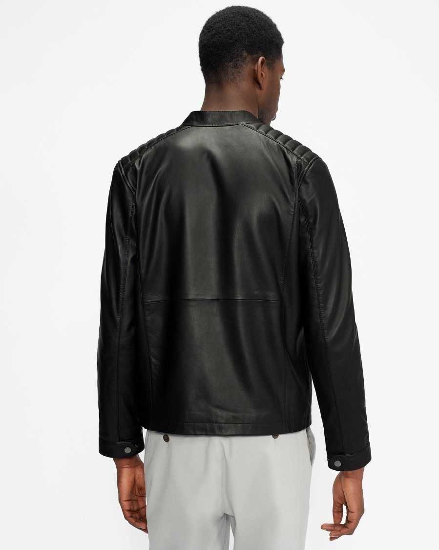 Ted Baker Paypa Leather Jacket Black | 2958034-IL