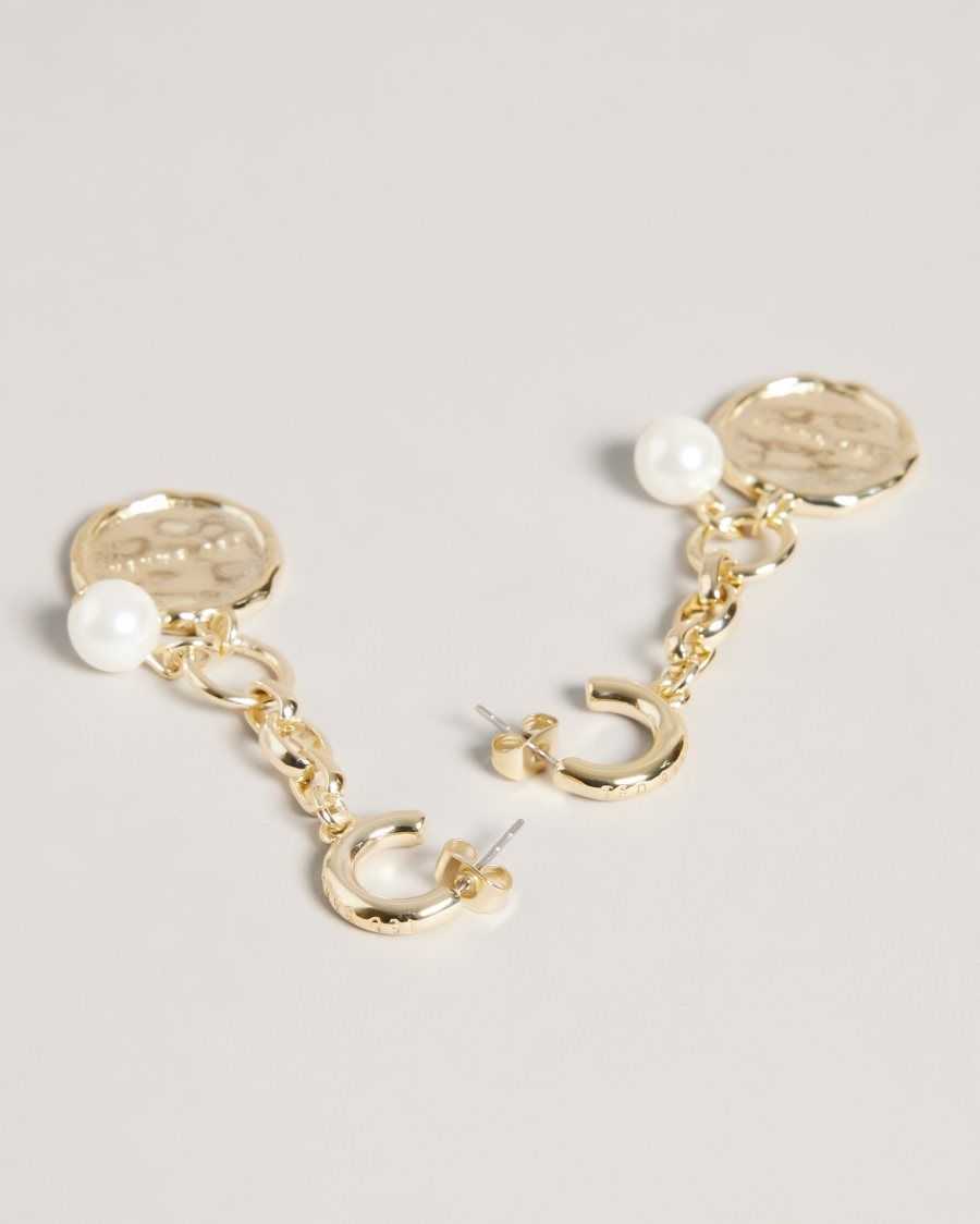 Ted Baker Peacce Pearly Chain Drop Earrings Gold Colour | 6310958-UB