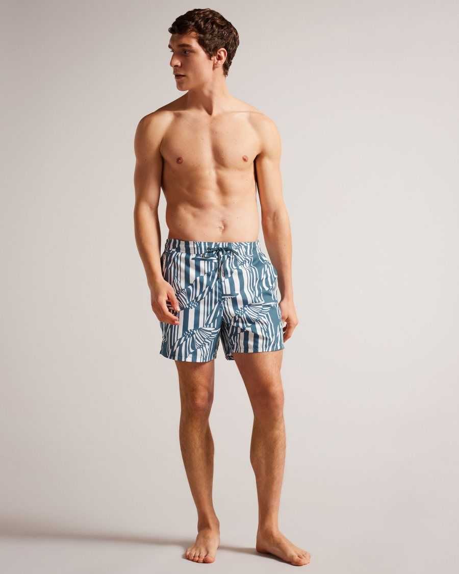 Ted Baker Peaty Butterfly Stripe Print Swim Shorts Medium Blue | 4067219-TF