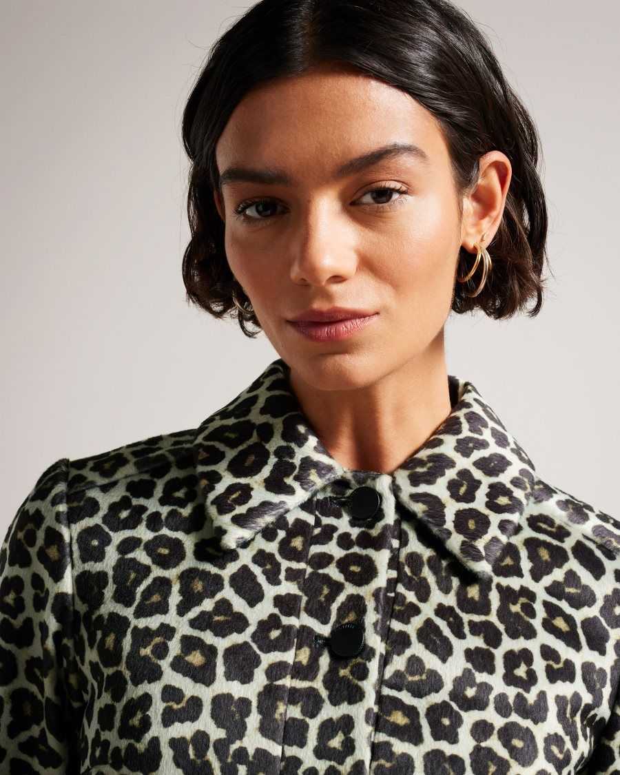 Ted Baker Pelham Cropped Leopard Print Jacket Black | 7918326-TI