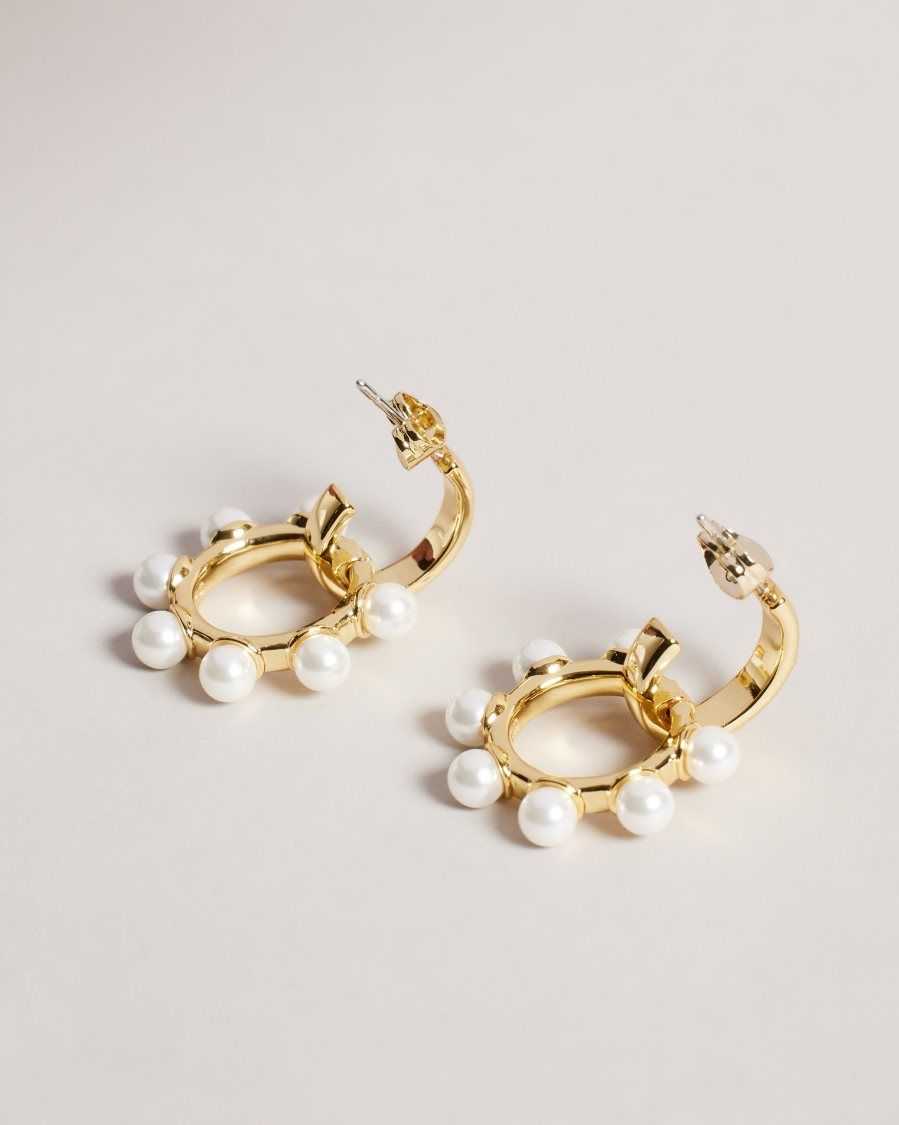 Ted Baker Petunaa Pearl Bubble Drop Hoop Earrings Gold Colour | 7269835-KB