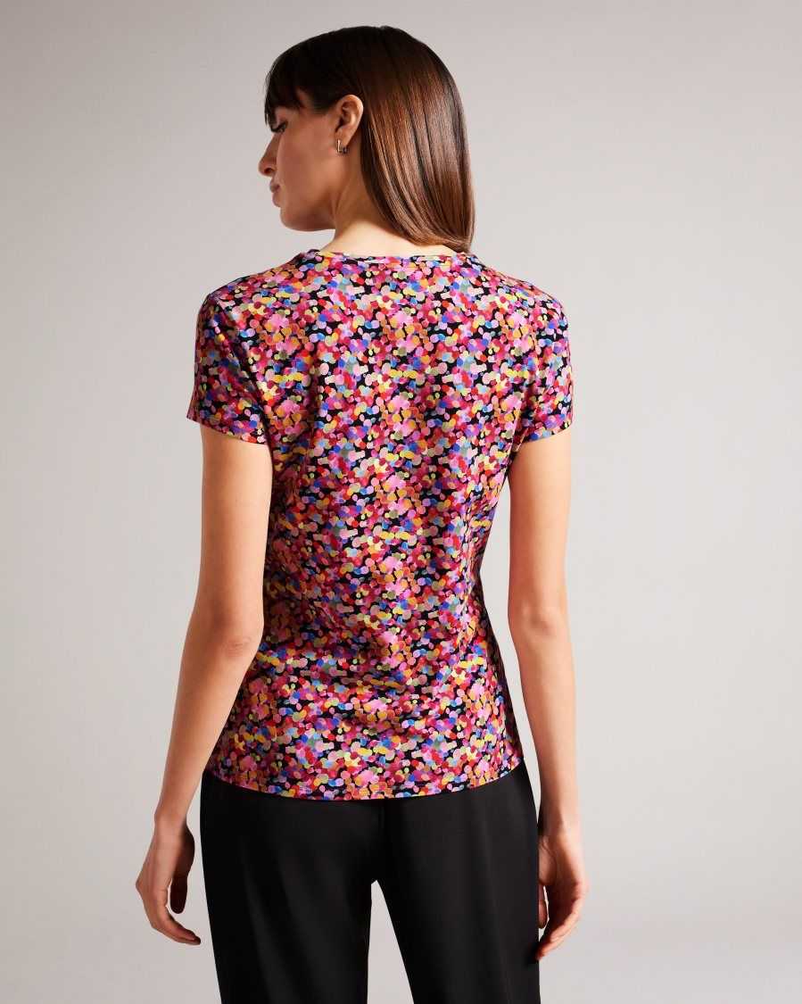 Ted Baker Phebie Confetti Print T-Shirt Black | 7210635-CI