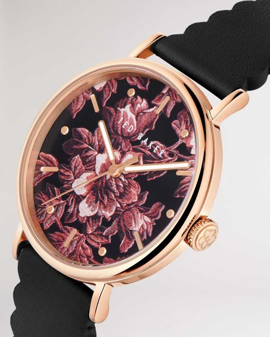 Ted Baker Phyliis Glitched Floral Printed Dial Watch Black | 0814253-IG