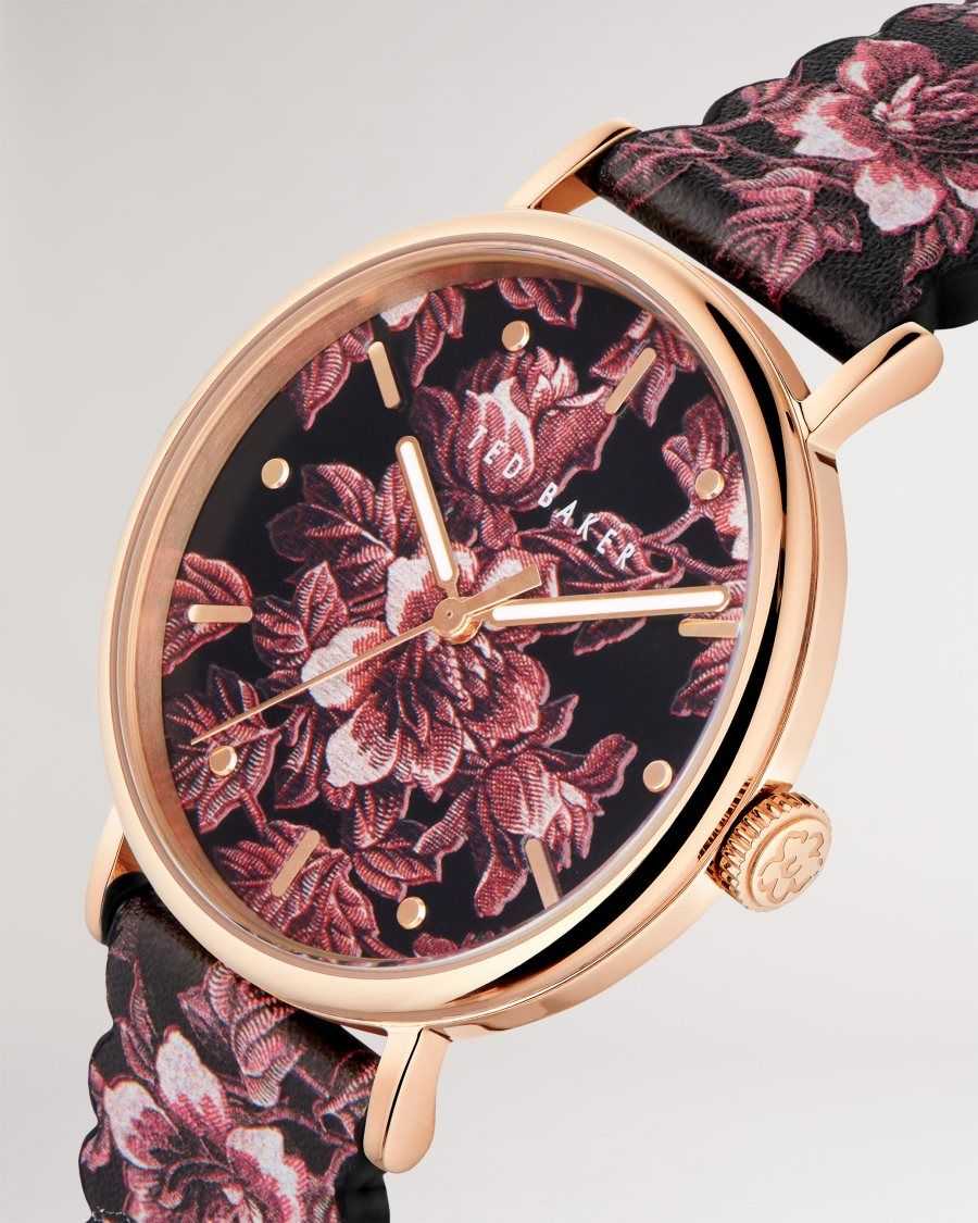 Ted Baker Phylli Glitched Floral Printed Watch Black | 1950463-AQ