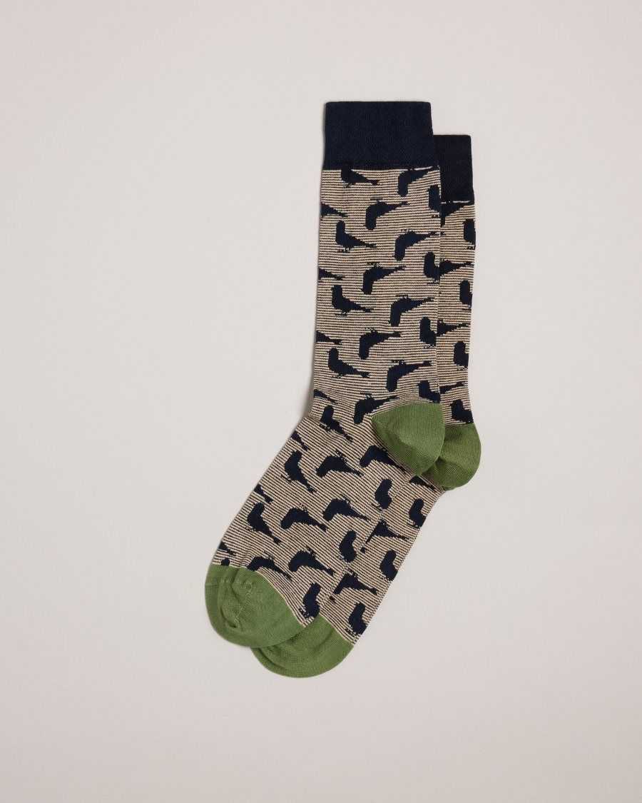 Ted Baker Pidgsok Pigeon Print Socks Dark Navy | 7354682-YS